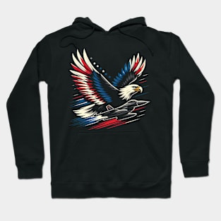 Red White Blue American Flag Jet Fighter Eagle Patriotic Hoodie